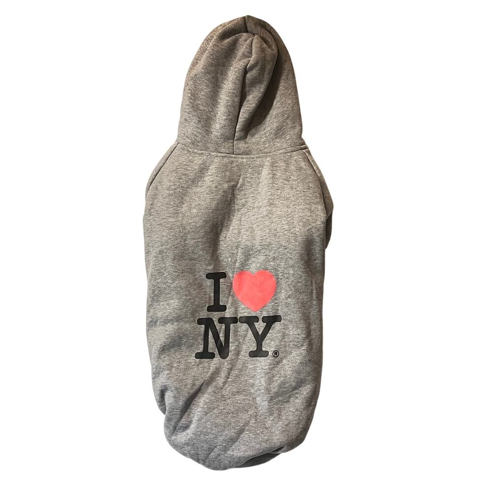 I Love New York City NYC Dog Hoodie Pet Clothes Heather Gray Size 3XL